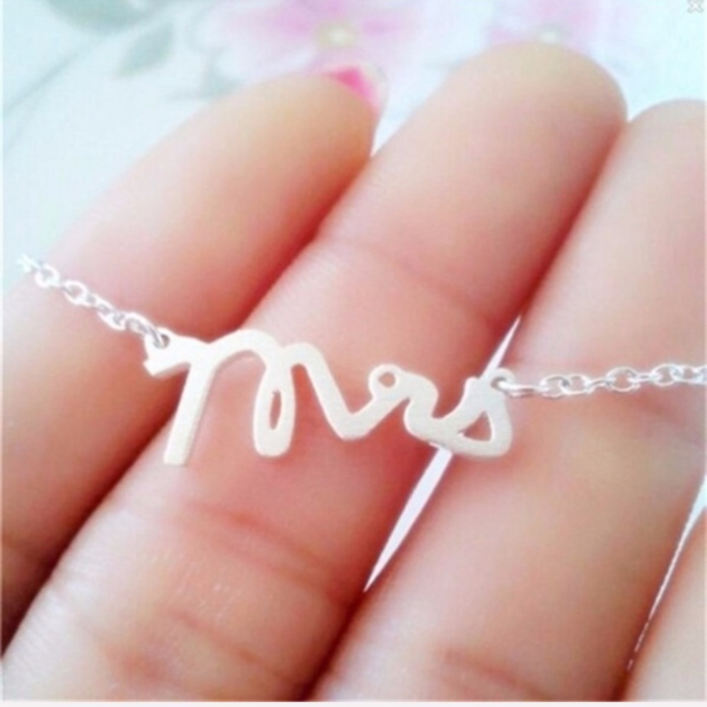 SILVER Mrs Necklace Married Fiancé Wifey wife